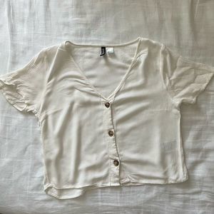 H&M Divided - White Button Crop Top - Size 4